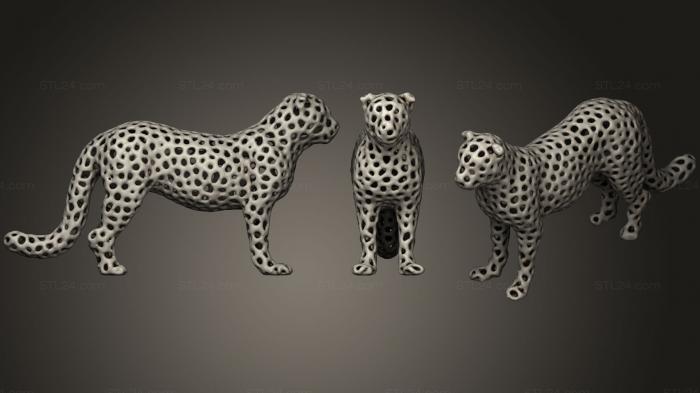 Figurines lions tigers sphinxes (Leopard Voronoi, STKL_0285) 3D models for cnc